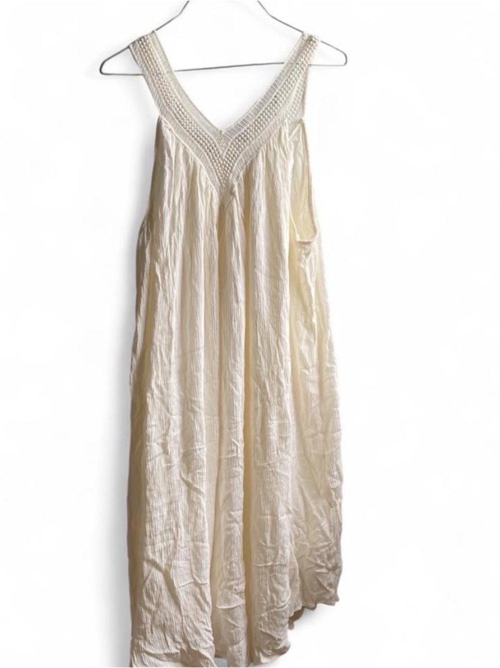 Liz Lange for Target Maternity Cream Crochet Gauze Midi Dress XL Boho